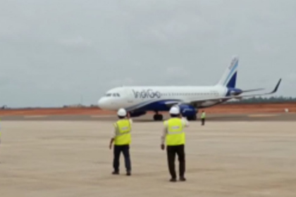 First test flight lands at Mopa Greenfield Airport on Monday