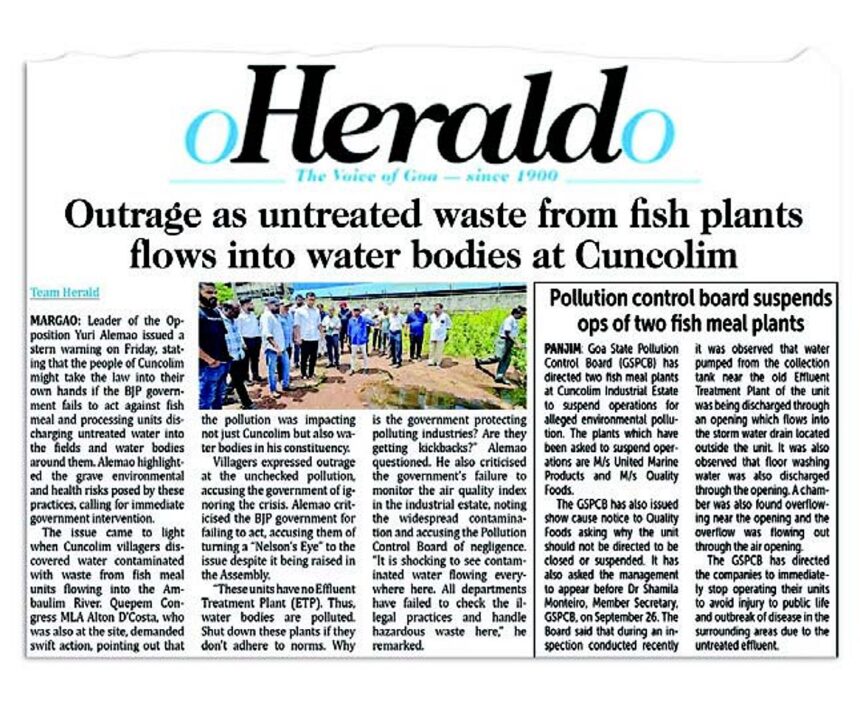 Fish meal plants sealed for spewing waste in Cuncolim cleared to resume operations