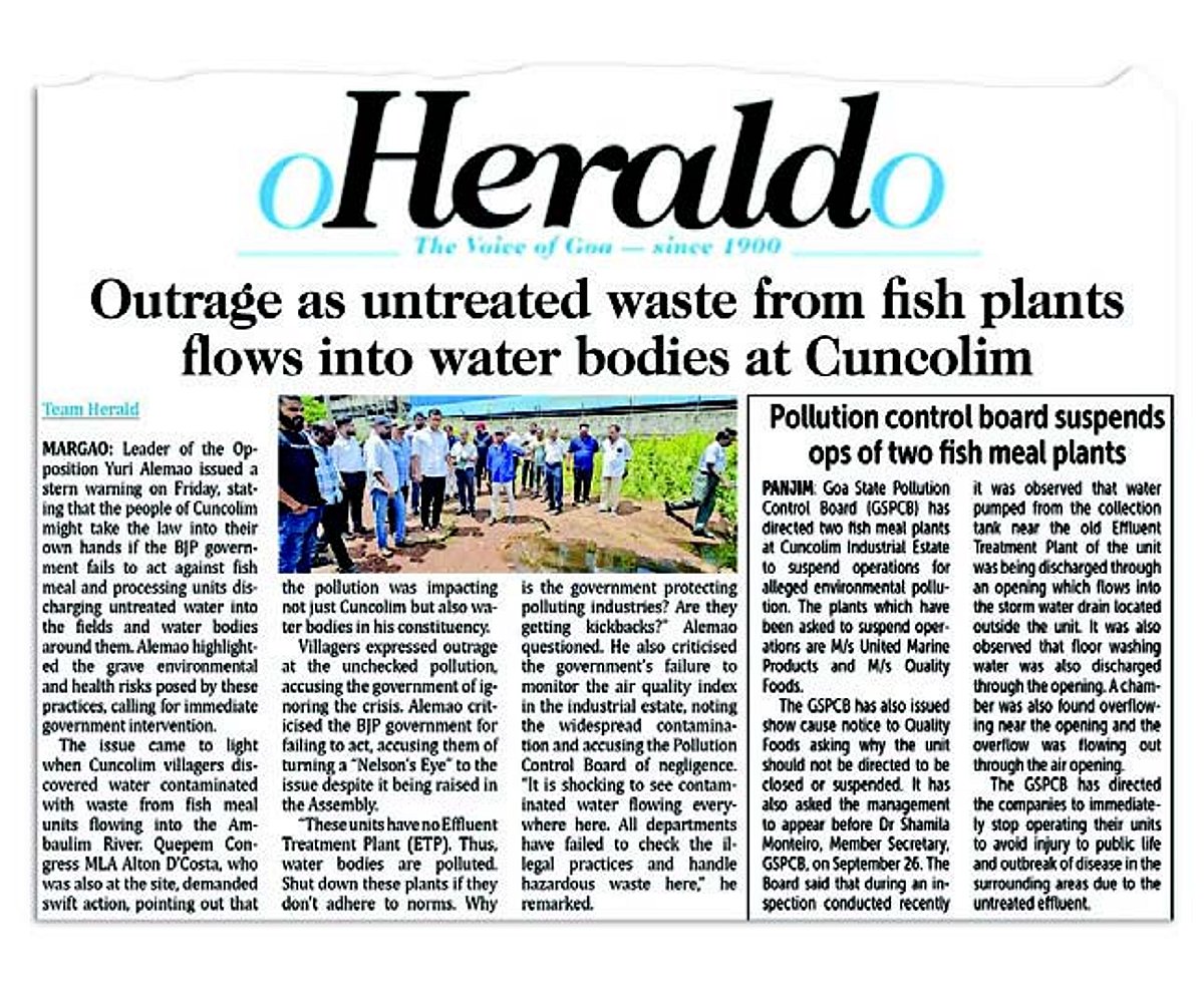 Fish meal plants sealed for spewing waste in Cuncolim cleared to resume operations