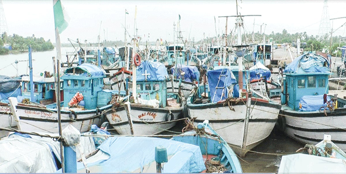 Fishing vessels lay anchored at the Cutbona fishing jetty.