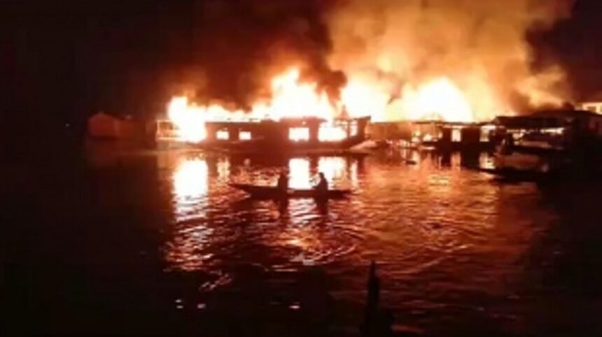Five Houseboats Reduced to Ashes in Devastating Early Morning Fire at Srinagar's Dal Lake