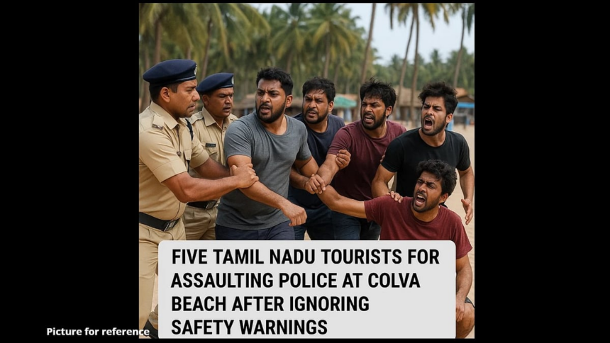 Five Tamil Nadu Tourists Arrested for Assaulting Police at Colva Beach After Ignoring Safety Warnings 1 Five Tamil Nadu Tourists Arrested for Assaulting Police at Colva Beach After Ignoring Safety Warnings