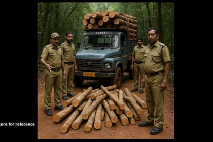 Forest Officials Bust Illegal Khair Wood Smuggling in Collem; Three Held, Wood and Rickshaw Seized