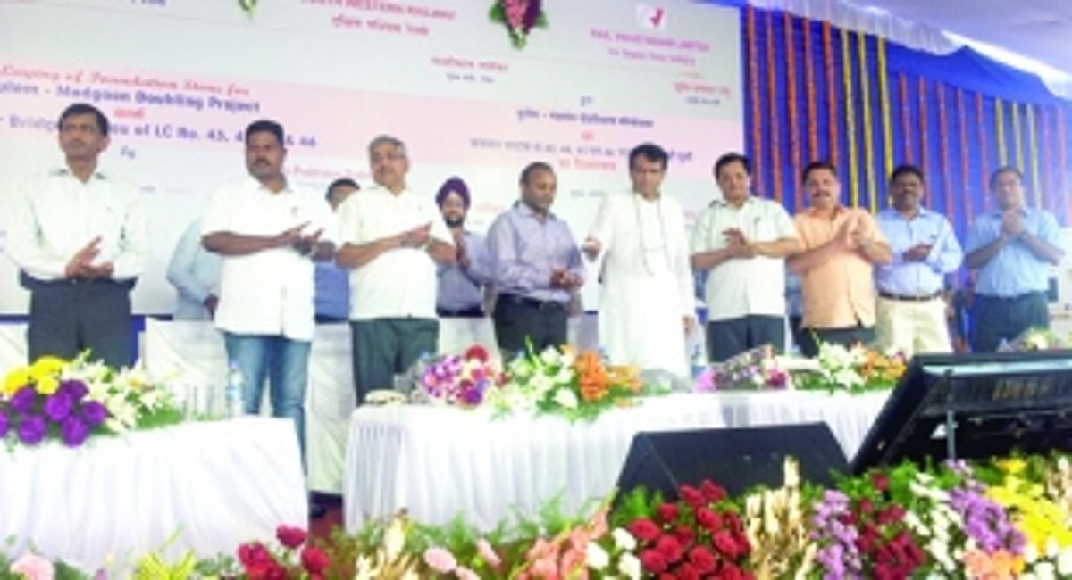 Foundation stone laid for doubling  Collem-Margao railway tracks