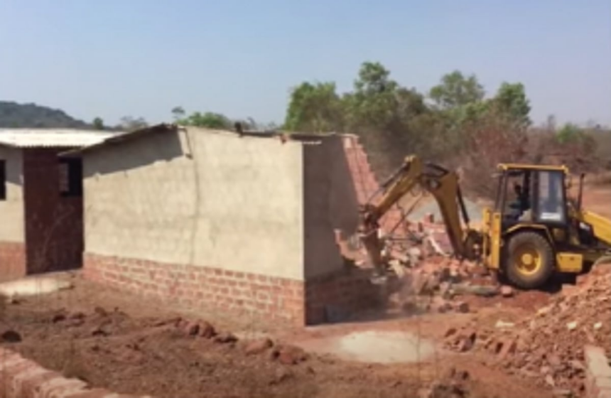 Four houses demolished at Cunchelim, Bardez under Mapusa Comunidade
