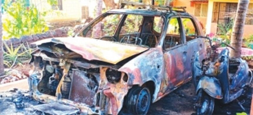 Four vehicles gutted in Corjuem, police detain mentally unsound septuagenarian for arson 1 Four vehicles gutted in Corjuem, police detain mentally unsound septuagenarian for arson