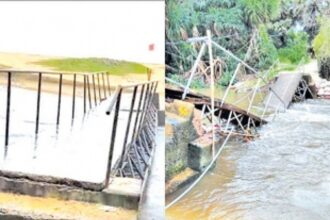 Fragile footbridge over Varca creek collapses