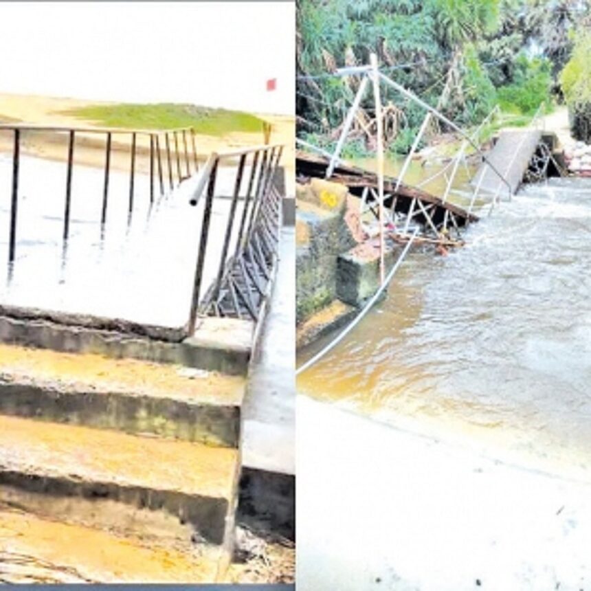 Fragile footbridge over Varca creek collapses 1 Fragile footbridge over Varca creek collapses