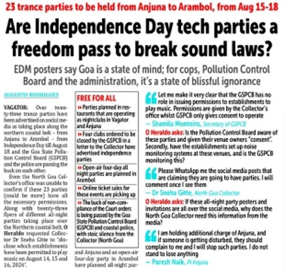 From Anjuna to Arambol, true Goans will fight for freedom from noise pollution,  on Independence Day