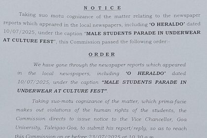 GHRC Seeks Report from Goa University VC Over Male Students’ Underwear Parade at Cultural Fest