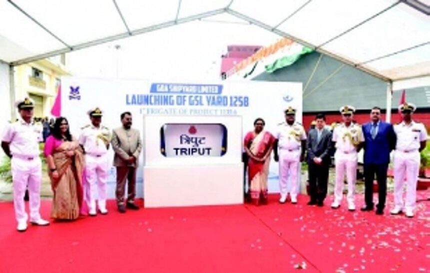 GSL launches indigenously built Frigate ‘Triput’ for Indian Navy
