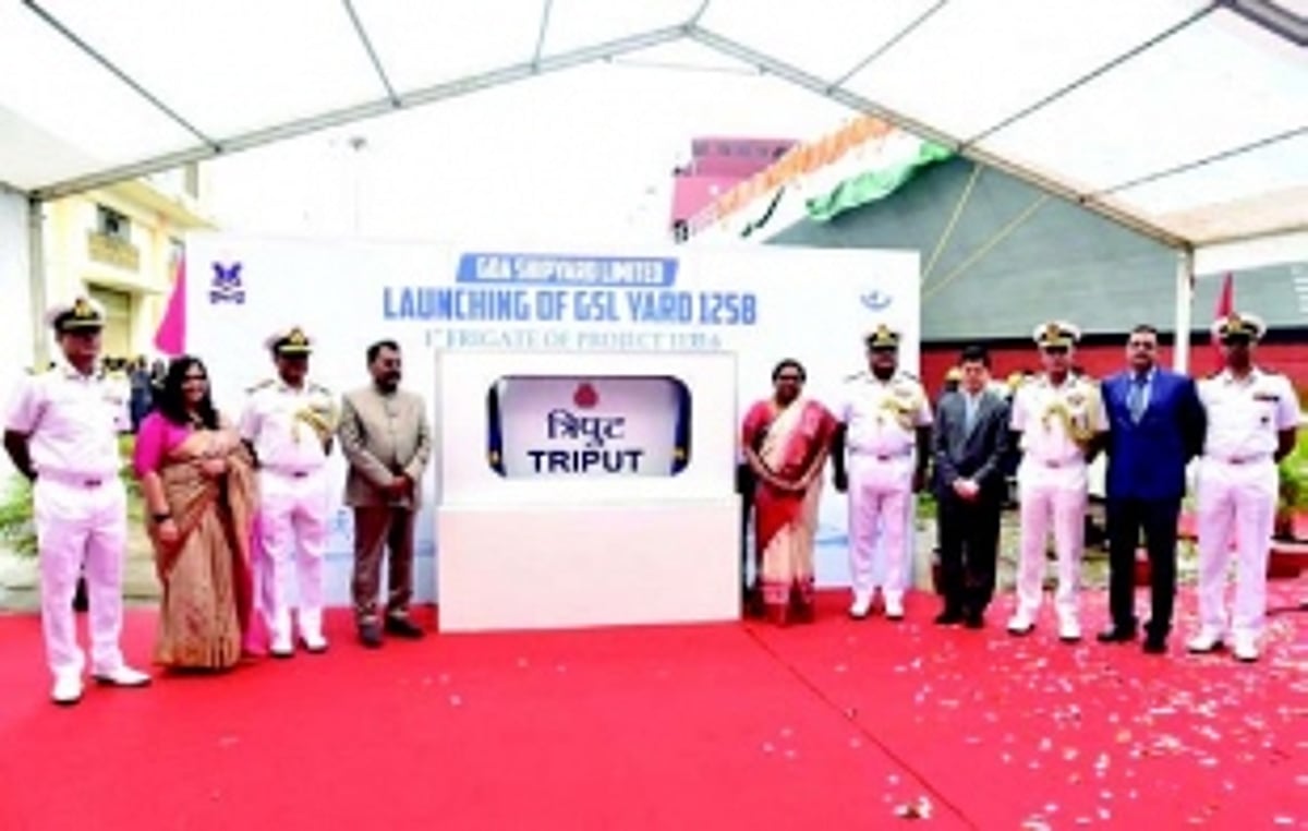 GSL launches indigenously built Frigate ‘Triput’ for Indian Navy