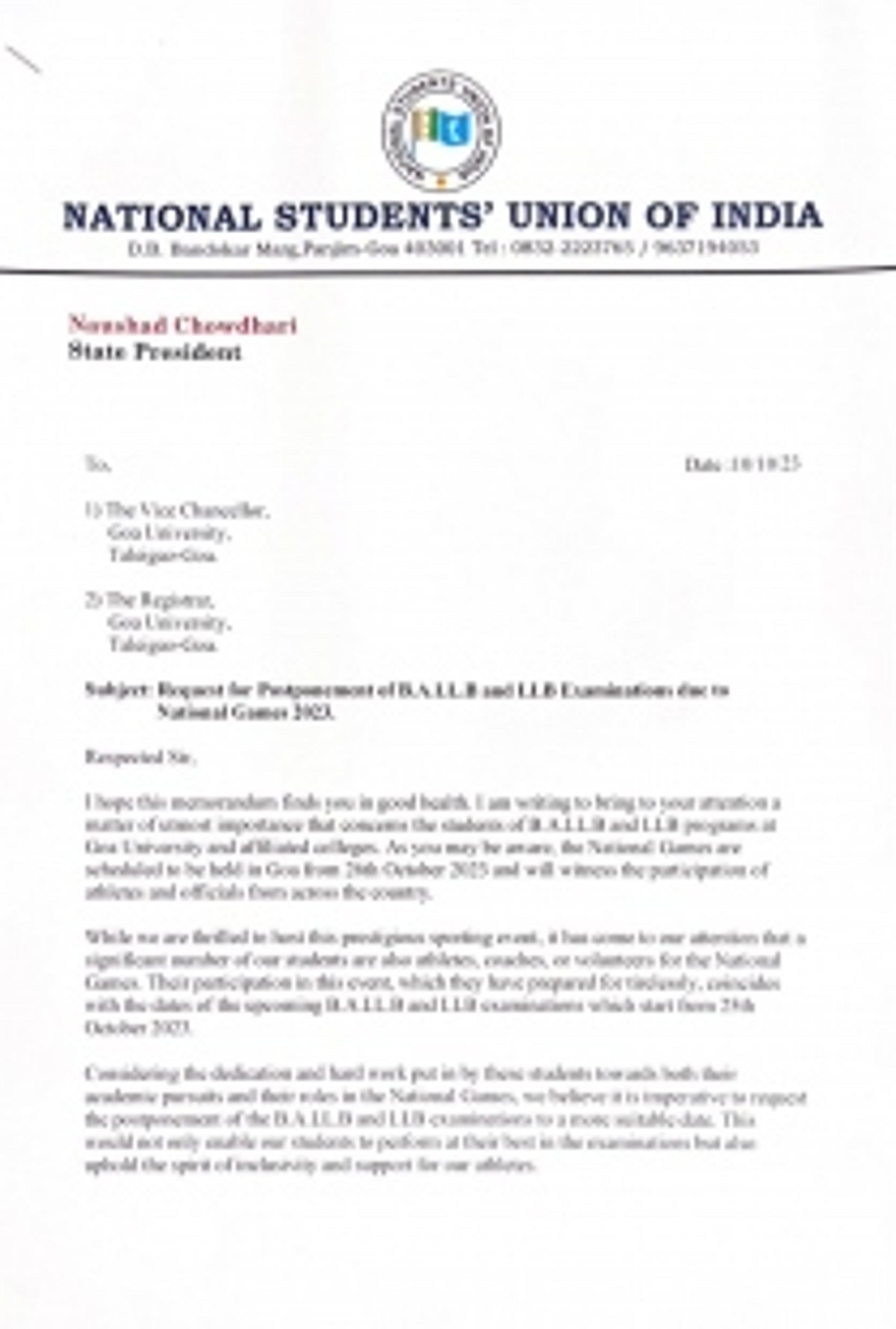 GU urged to postpone BA LLB, LLB exams in view of National Games
