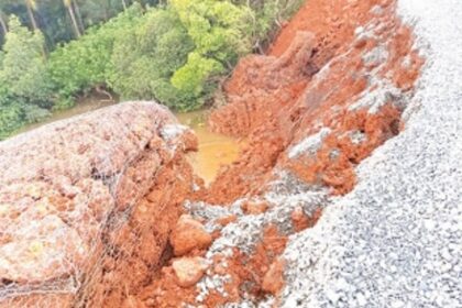 Gabion retaining wall linking  Galgibaga-Mashem bridge collapses