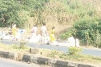 Garbage, construction waste keep getting piled up  by the side of Varunapuri-Shantinagar highway