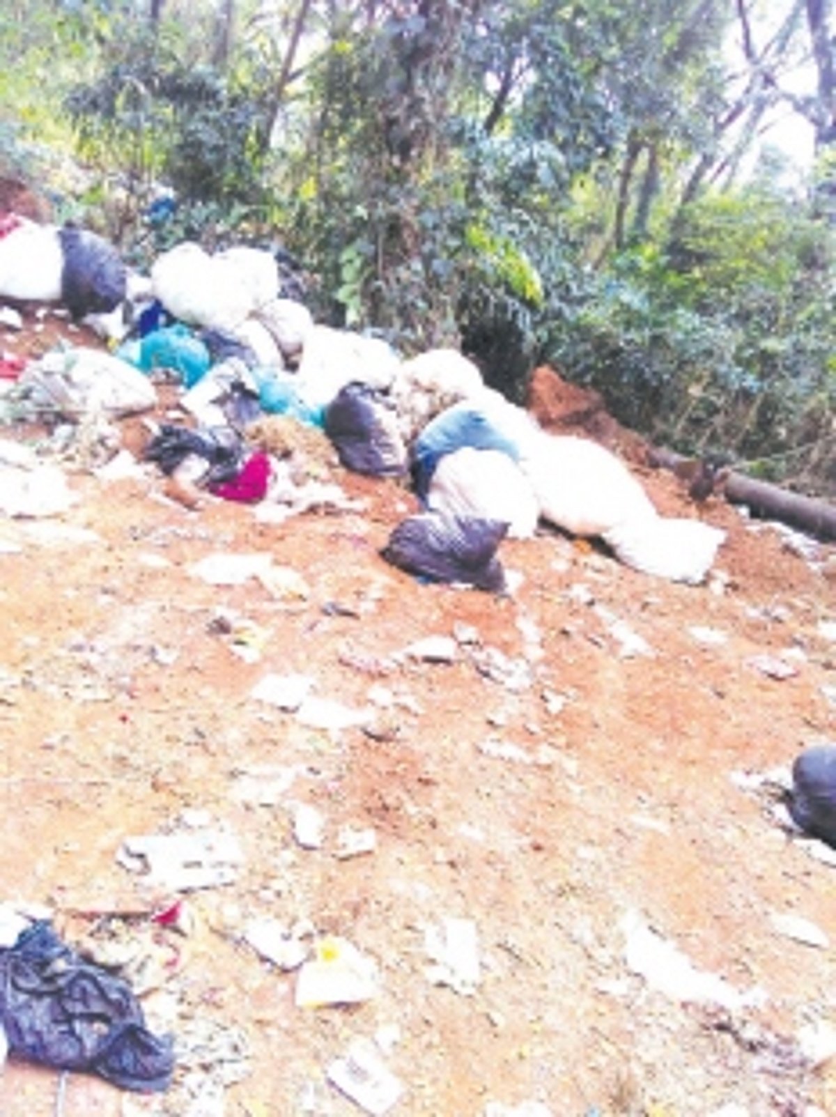 Garbage dumped in parking lot at Old Goa