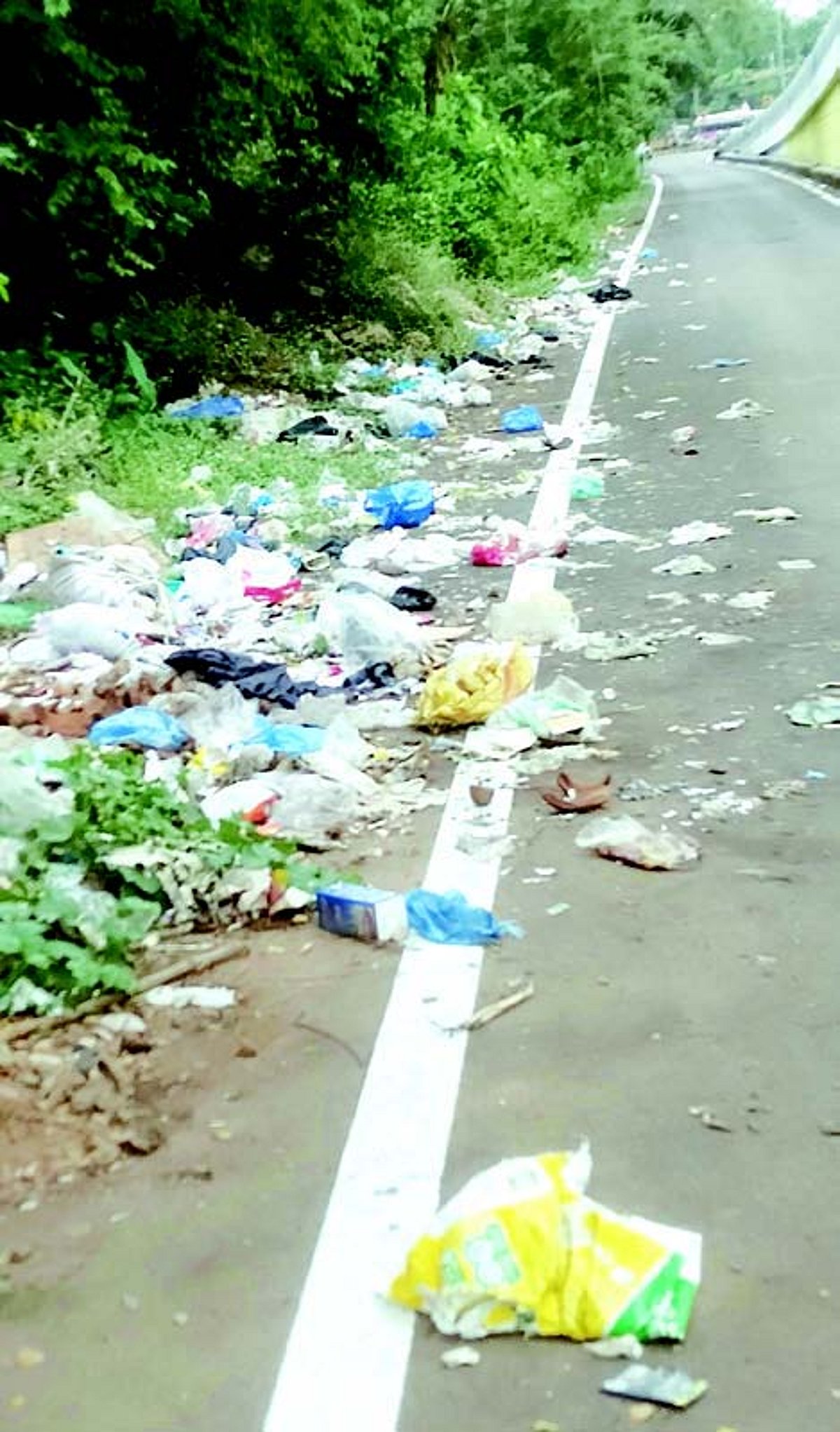 Garbage dumping turns Dhavalim service road into eyesore