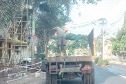 Garbage transported in open trucks at Vasco