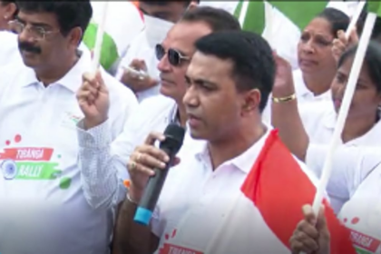Goa Chief Minister Pramod Sawant flags of the Tiranga rally in Panjim