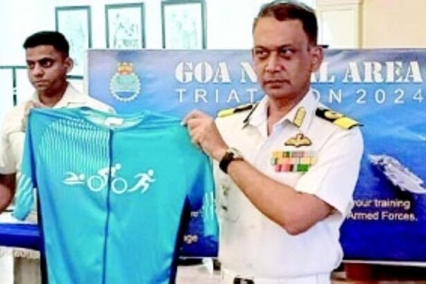 Goa Naval Area triathlon and duathlon on Jan 14, with aircraft flying overhead