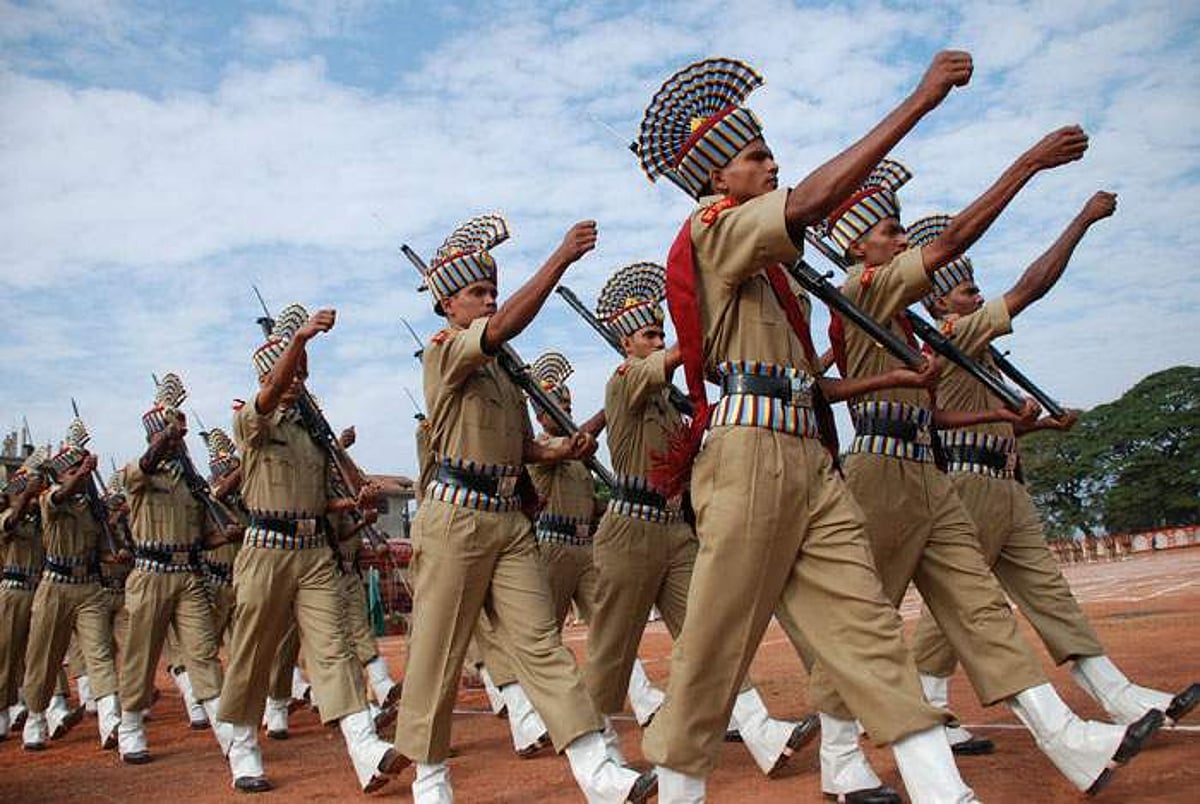 Goa Police personnel hold a march past at the parade ground at Campal -Panjim on Liberation Day on Friday.