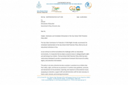 Goa SCPCR recommends School Child Protection Policy 2024 to Directorate of Education