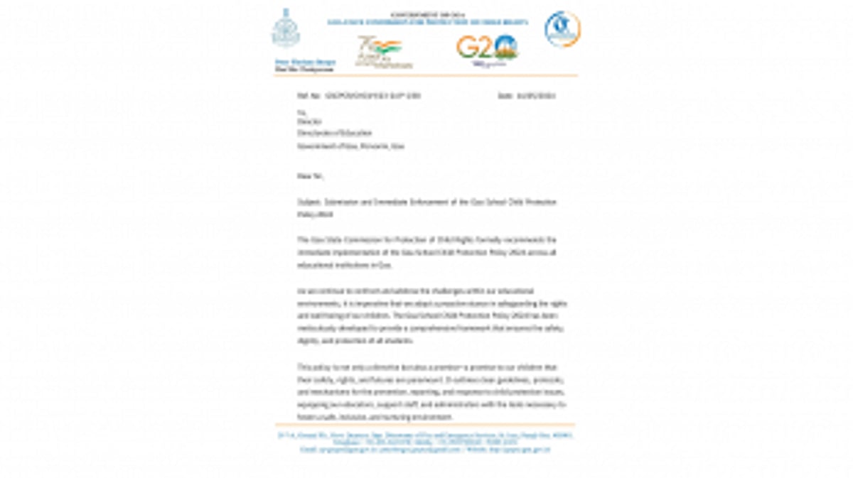 Goa SCPCR recommends School Child Protection Policy 2024 to Directorate of Education