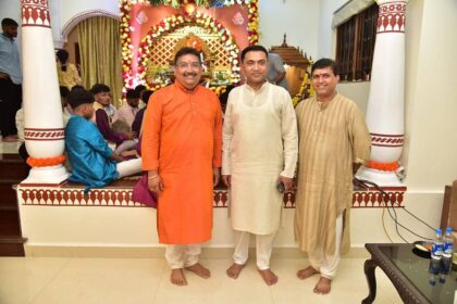 Goa Vasco MLA Krishna Daji Salkar Joins CM Pramod Sawant in Ganesh Chaturthi Celebrations