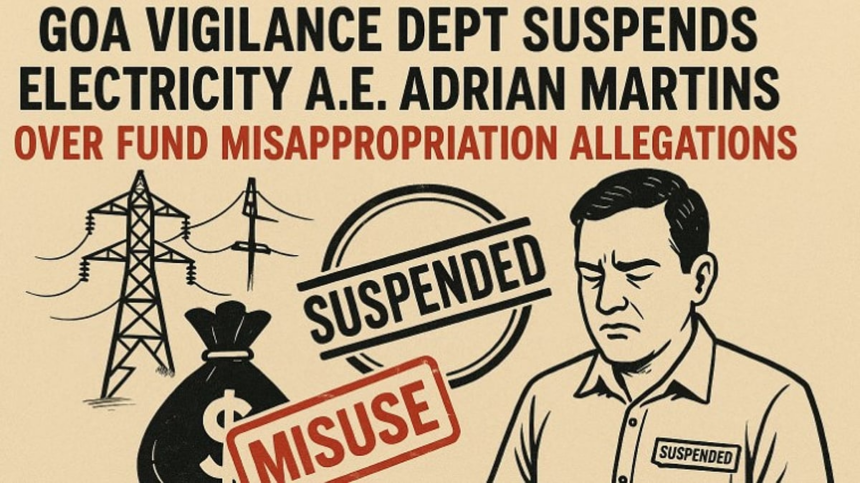 Goa Vigilance Dept Suspends Electricity A.E. Adrian Martins Over Fund Misappropriation Allegations 1 Goa Vigilance Dept Suspends Electricity A.E. Adrian Martins Over Fund Misappropriation Allegations