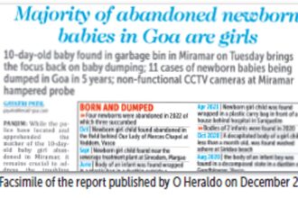 Goa child rights panel takes up the cause of unlawful adoptions, abandoning of babies