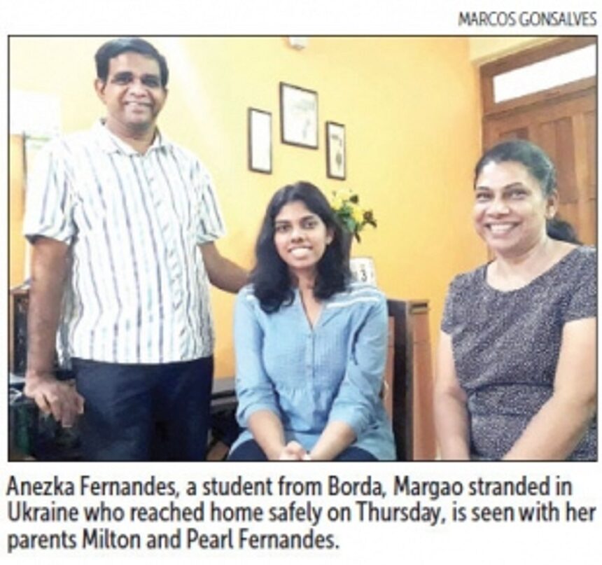 Goan student Anezka survives Russia’s bombing on Ukraine, reaches home 1 Goan student Anezka survives Russia’s bombing on Ukraine, reaches home