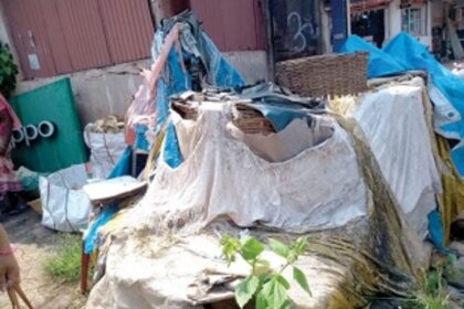 Goods stored by vendors in  Vasco present a sore sight