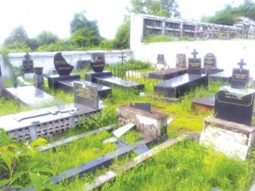 Guardian Angel cemetery at Curchorem vandalised