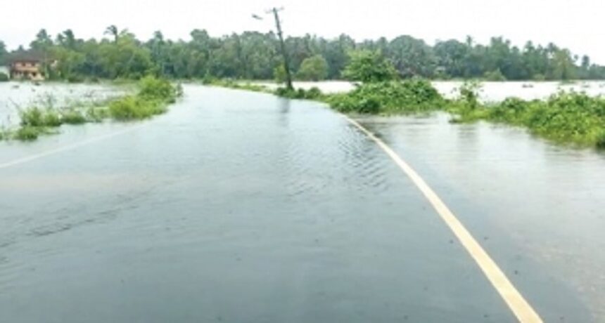Guirim fields inundated, road submerged 1 Guirim fields inundated, road submerged