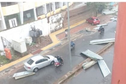 Gusty winds hit Margao; roof sheets blown off