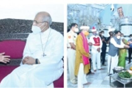 Guv visits Archbishop’s House, Mangeshi Temple
