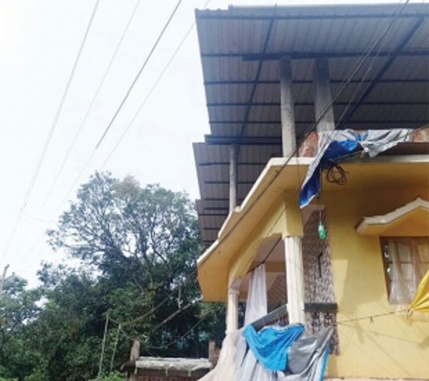 HT line touching house in Marna-Siolim