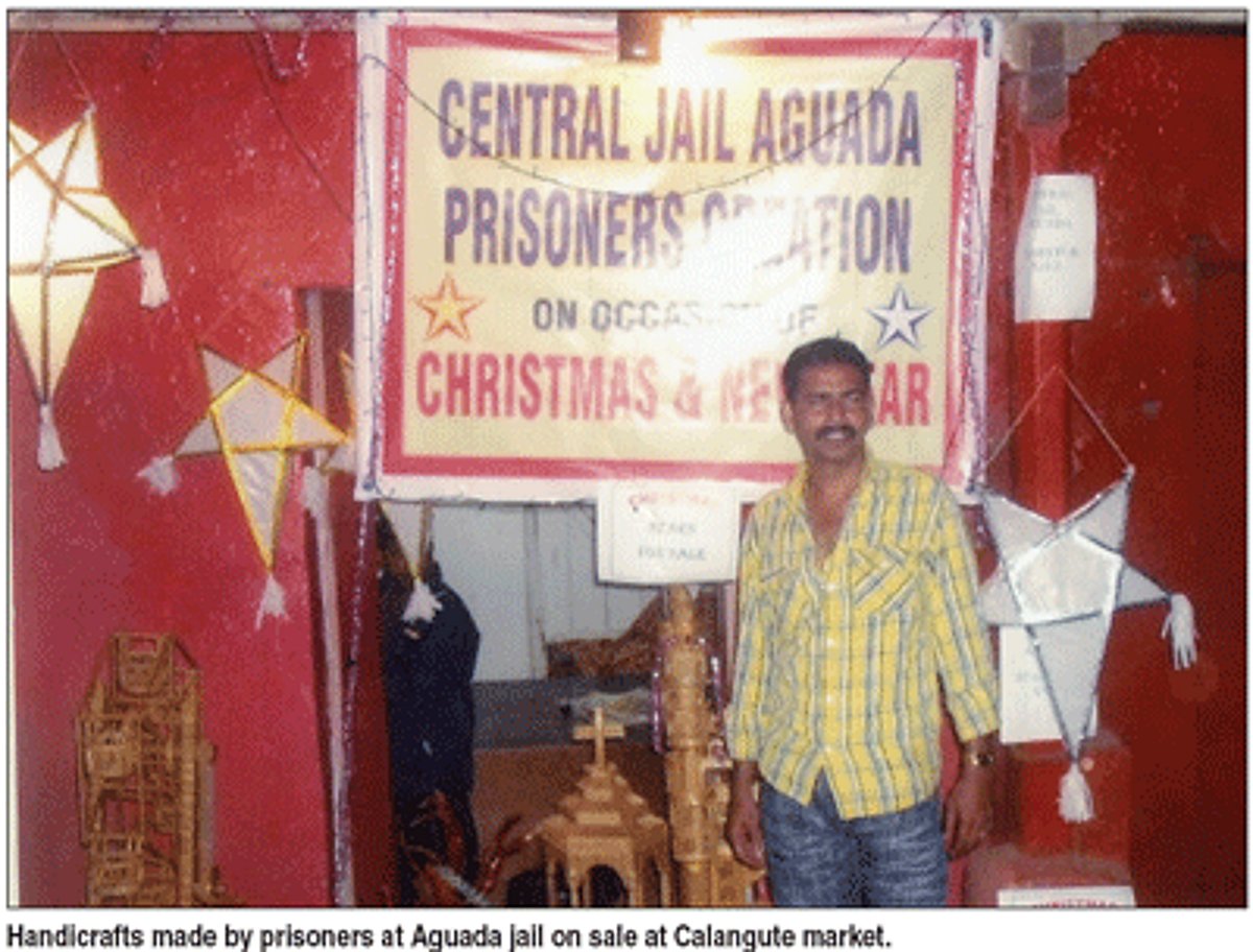 Handicrafts made by prisoners at Aguada jail on sale at Calangute market.