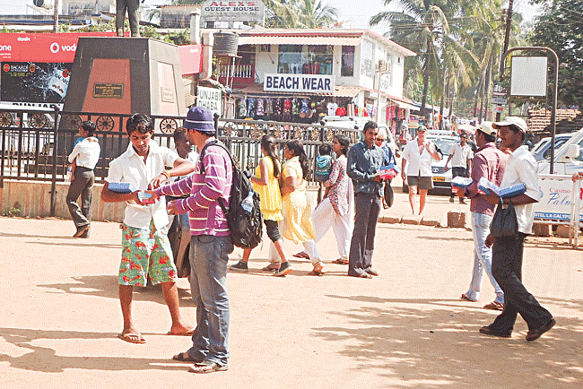 Hawkers have virtually taken over Calangute beach belt.