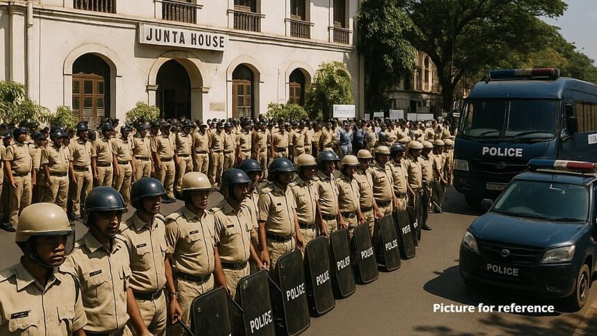 Heavy Police Deployment Outside Junta House Ahead of Taxi Operators’ Protest 1 Heavy Police Deployment Outside Junta House Ahead of Taxi Operators’ Protest