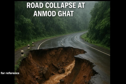 Heavy Rains Cause Road Collapse at Anmod Ghat, Disrupting Traffic on Belagavi–Goa Highway