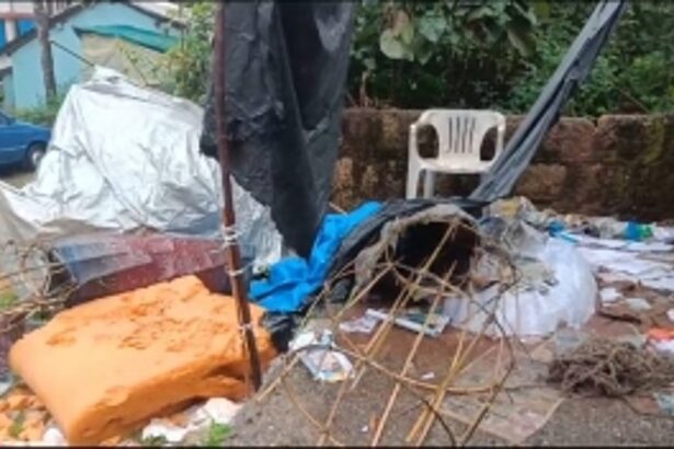 Heavy Rains Partially Damage Narkasura Effigies in Aquem, Margao