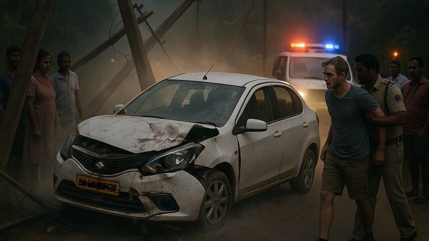 High-Speed Rent-a-Cab Crash in Siolim-Marna Damages Poles; Tourist Driver Detained 1 High-Speed Rent-a-Cab Crash in Siolim-Marna Damages Poles; Tourist Driver Detained