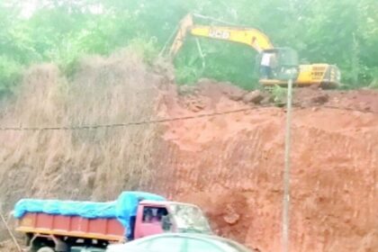 Hill cutting for widening service road at  Kerya worries locals