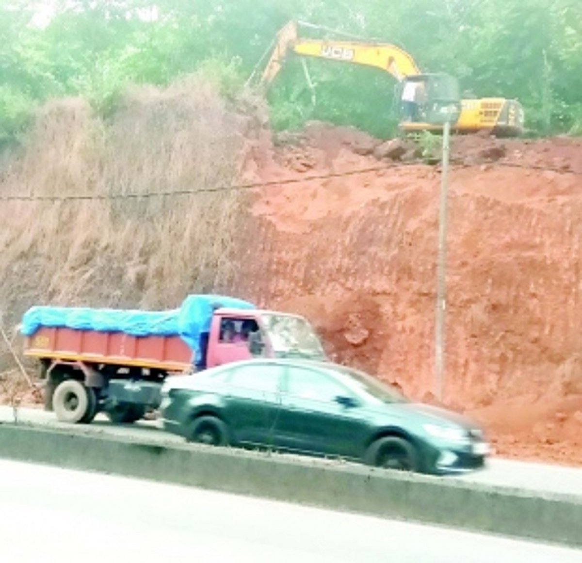 Hill cutting for widening service road at  Kerya worries locals
