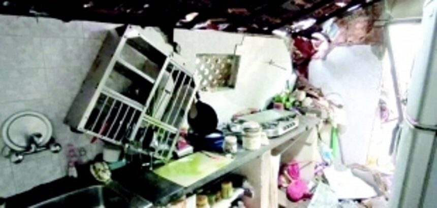 House damaged, inmates escape miraculously in major landslide at Cortalim 1 House damaged, inmates escape miraculously in major landslide at Cortalim