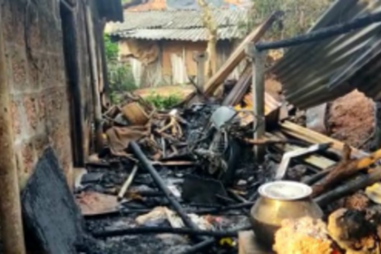 House partially   damaged by fire   at Pomburpa