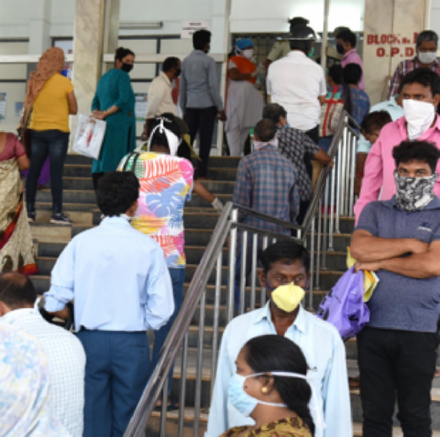 Huge rush outside GMC’s OPD, which resumed on Tuesday