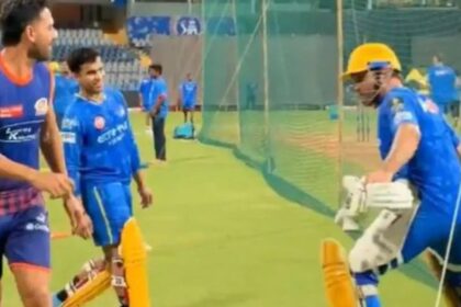 IPL 2025: CSK captain MS Dhoni playfully chases Deepak Chahar with a bat during practice session; video goes viral