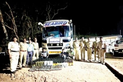 Illegal liquor worth Rs 34 lakh seized in luxury bus at Anmod Check Post
